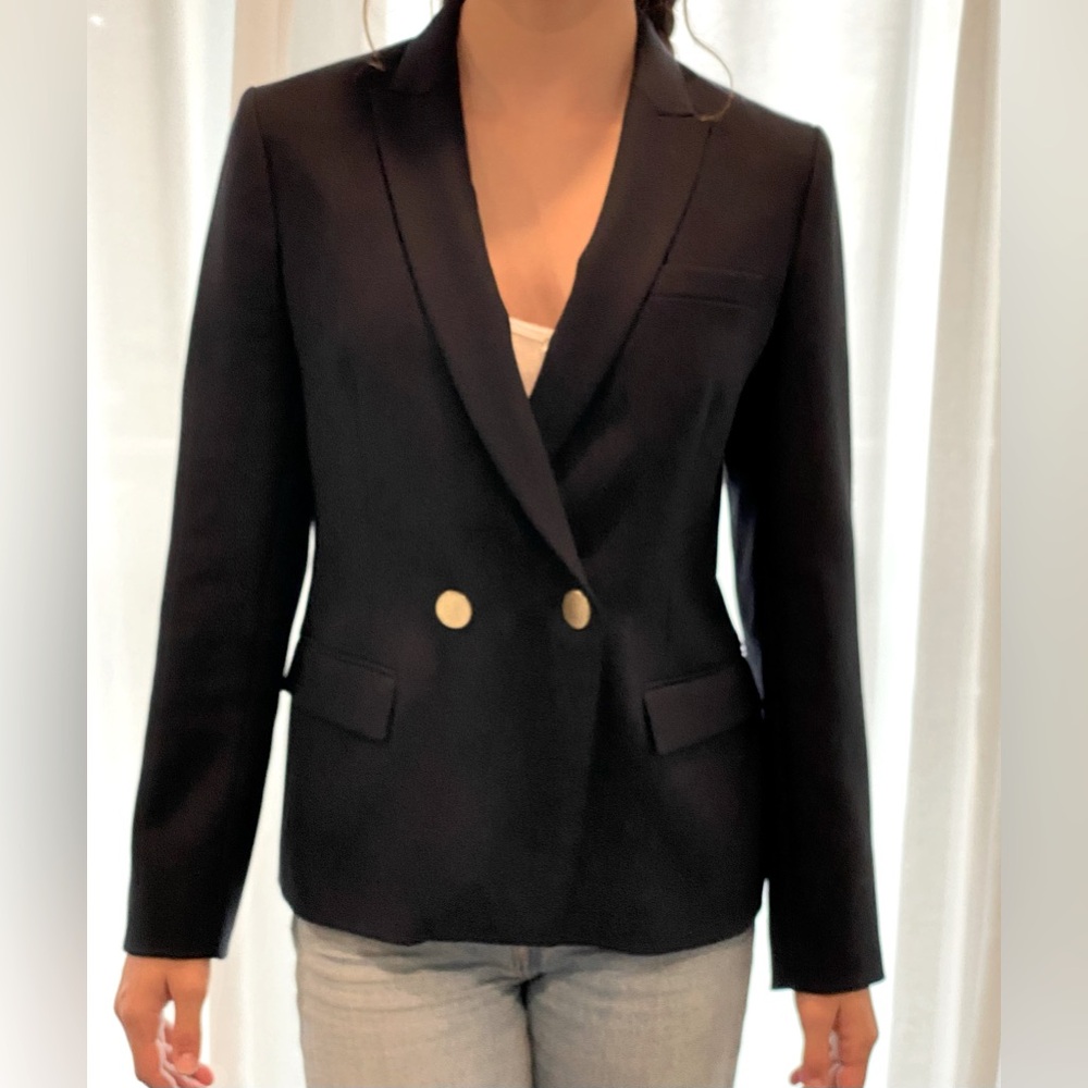 J Crew tailored navy wool blazer with brows buttons, sz 6